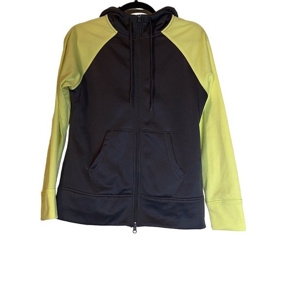 Danskin Now Ladies Size M (8-10) Full Zip Dk Gray/ Neon Yellow Activewear Jacket - Picture 2 of 12